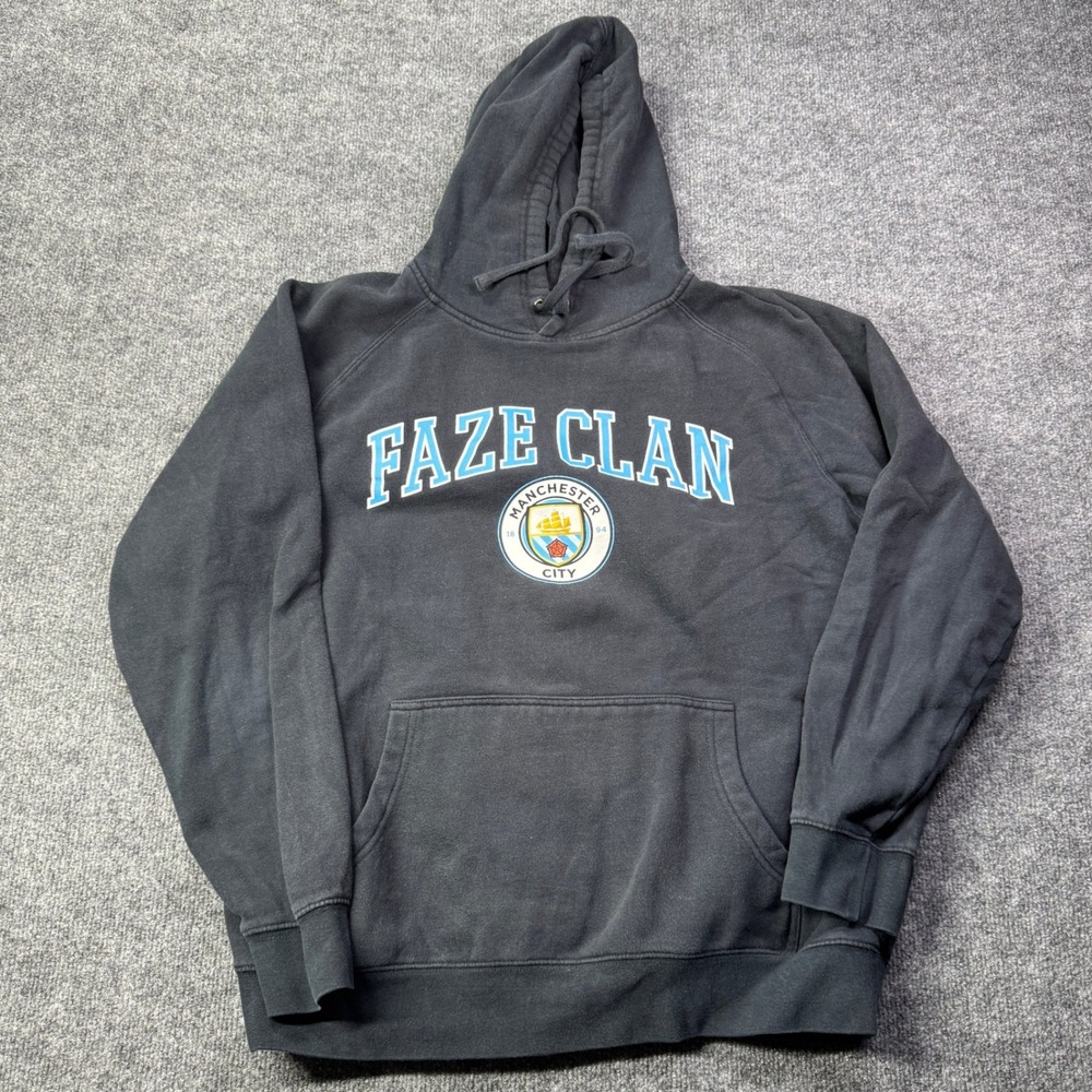 FaZe Clan Manchester City Hoodie Mens L Black Gaming Soccer Streetwear